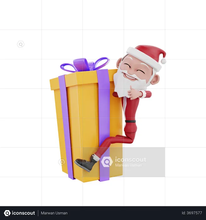 Happy santa claus with christmas gifts  3D Illustration