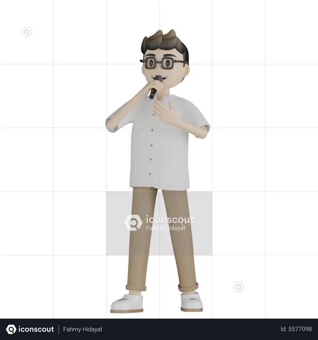 Happy Singer Singing Song  3D Illustration
