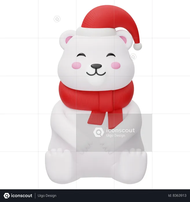 Happy Winter Polar Bear  3D Illustration