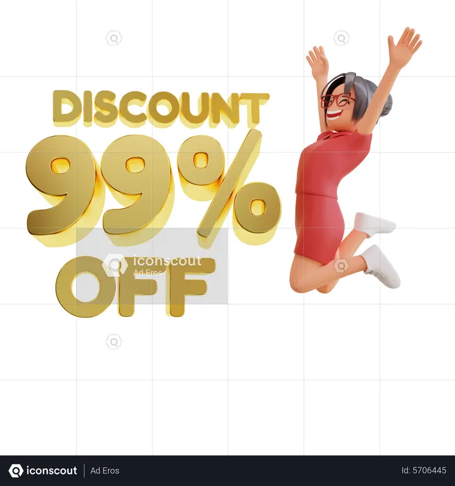 Happy Woman discount 99 percent off  3D Illustration