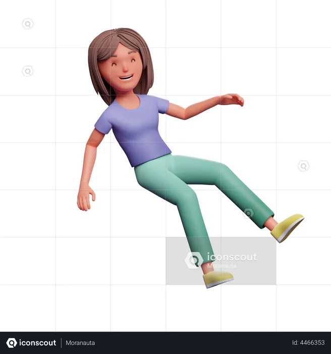 Happy woman floating in air  3D Illustration