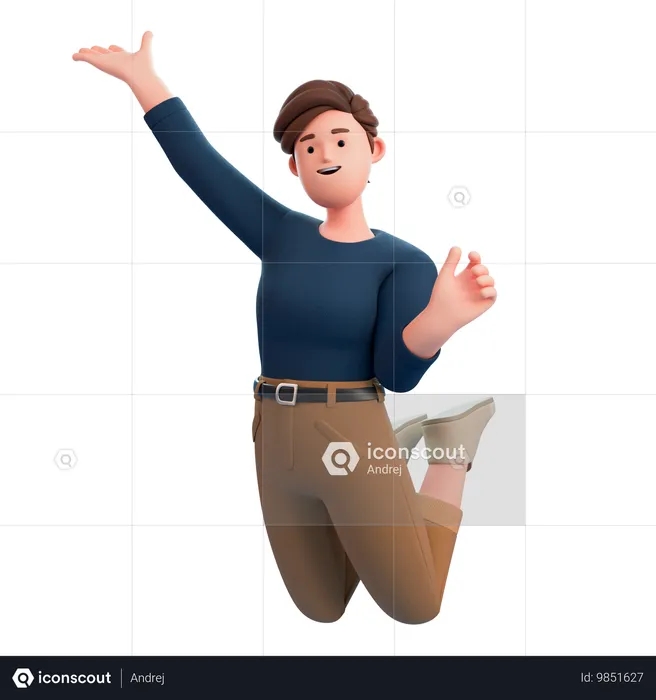 Happy Woman Jumping  3D Illustration