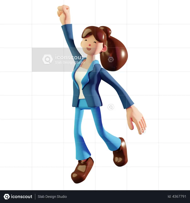 Happy Woman jumping  3D Illustration