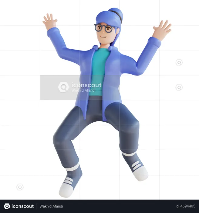 Happy Woman jumping in air  3D Illustration