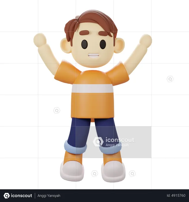 Happy Young Boy  3D Illustration