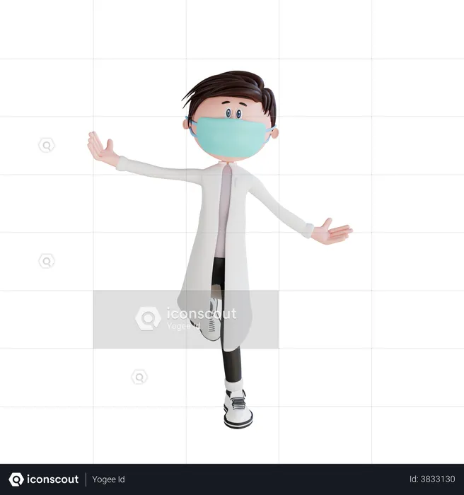 Happy young doctor  3D Illustration