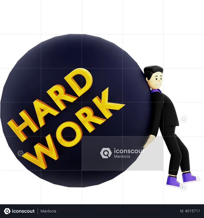 Hard working businessman  3D Icon