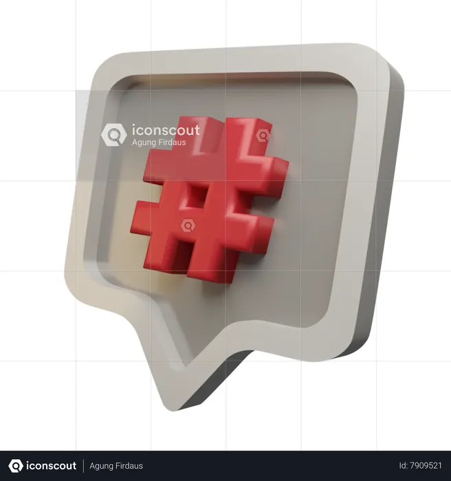 Hashtag Logo 3D Icon