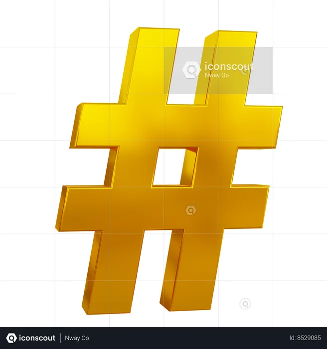 Hashtag Sign  3D Icon