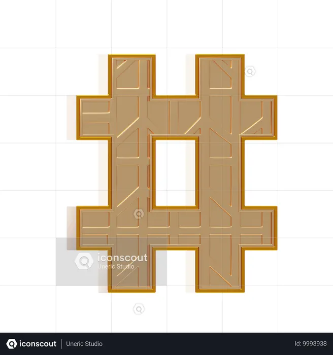 Hashtag Sign  3D Icon