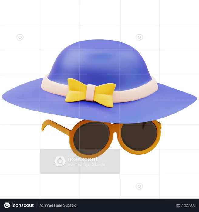 Hat and Sunglasses  3D Icon