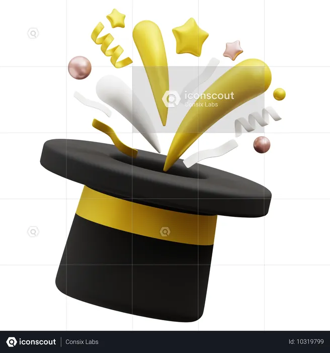 Hat Magician Confetti  3D Icon