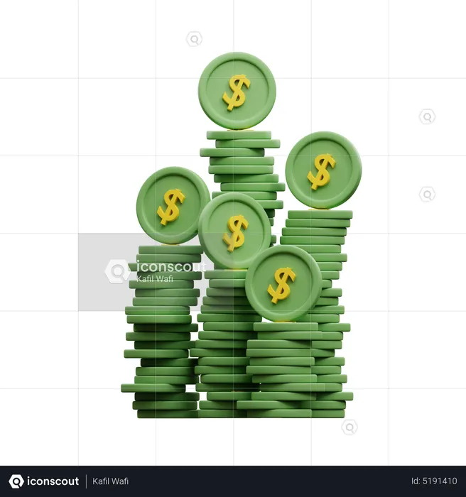 Haufen von Dollarmünzen  3D Icon