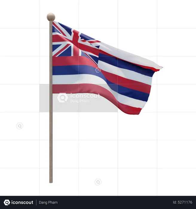 Hawaii Flagpole Flag 3D Icon