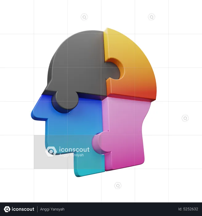 Head and Jigsaw  3D Icon