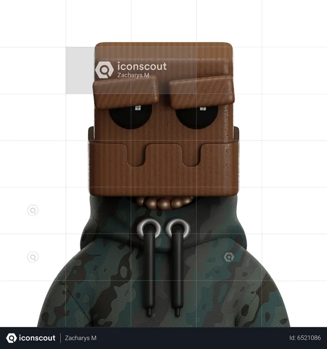 HEAD CARDBOARD LADY  3D Icon