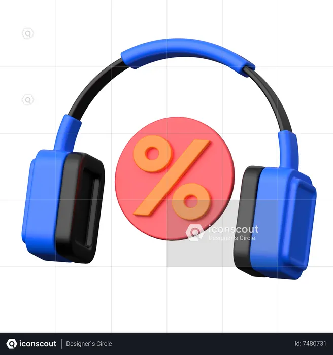 Headphone Discount 3D Icon download in PNG, OBJ or Blend format