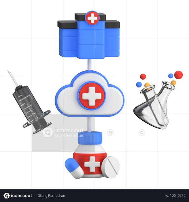 Health Cloud Storage  3D Icon