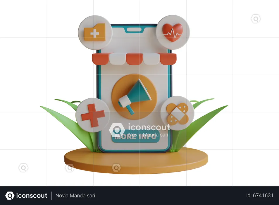 Healthcare Mobile App  3D Illustration