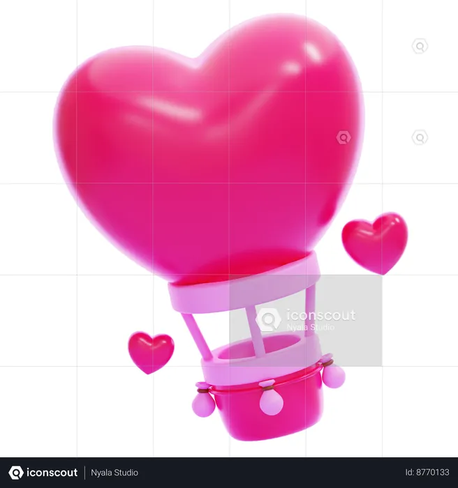 Heart Air Ballon  3D Icon