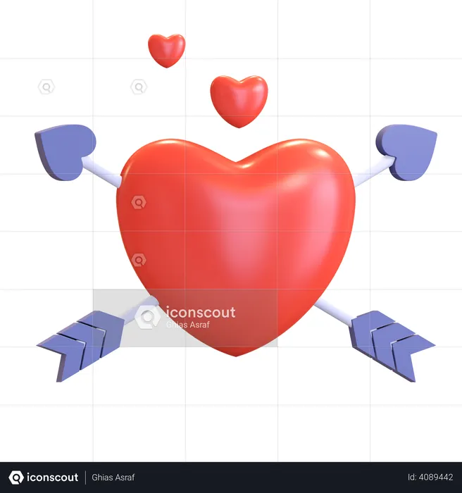 Heart Arrow  3D Illustration