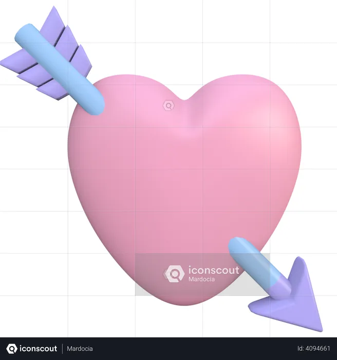 Heart arrow  3D Illustration