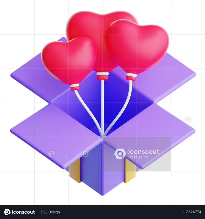 Heart Balloon Gift  3D Icon