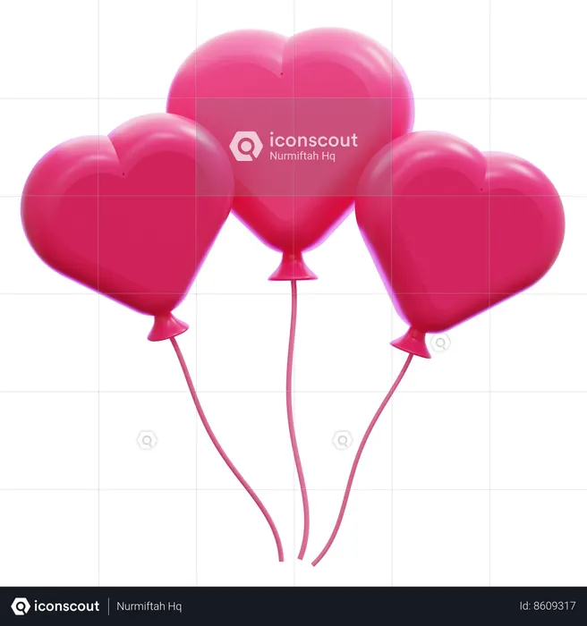 Heart Balloons  3D Icon