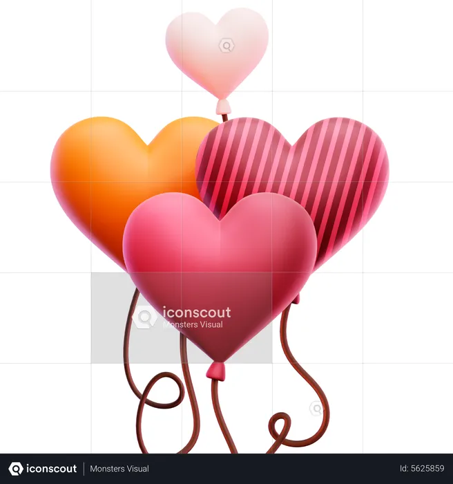 Heart Balloons  3D Icon