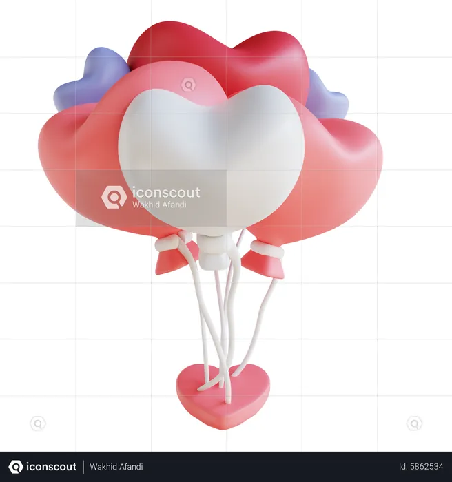 Heart Balloons  3D Icon