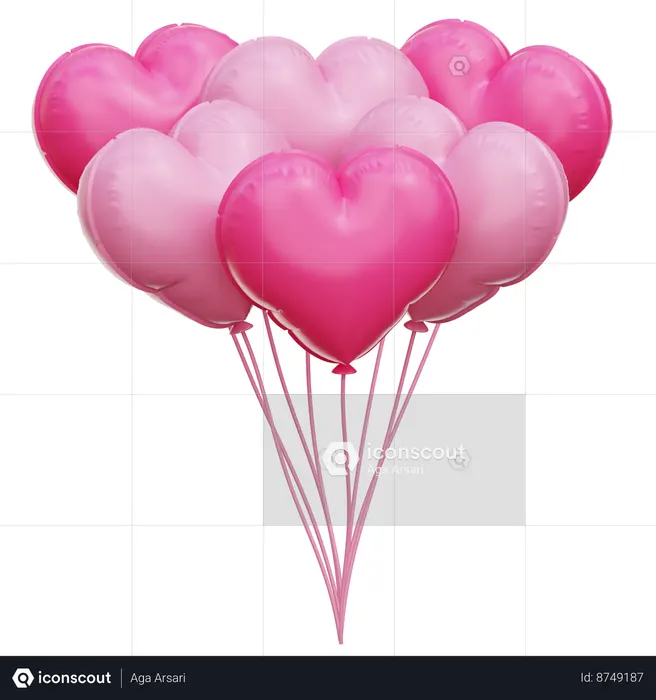 Heart Balloons  3D Icon