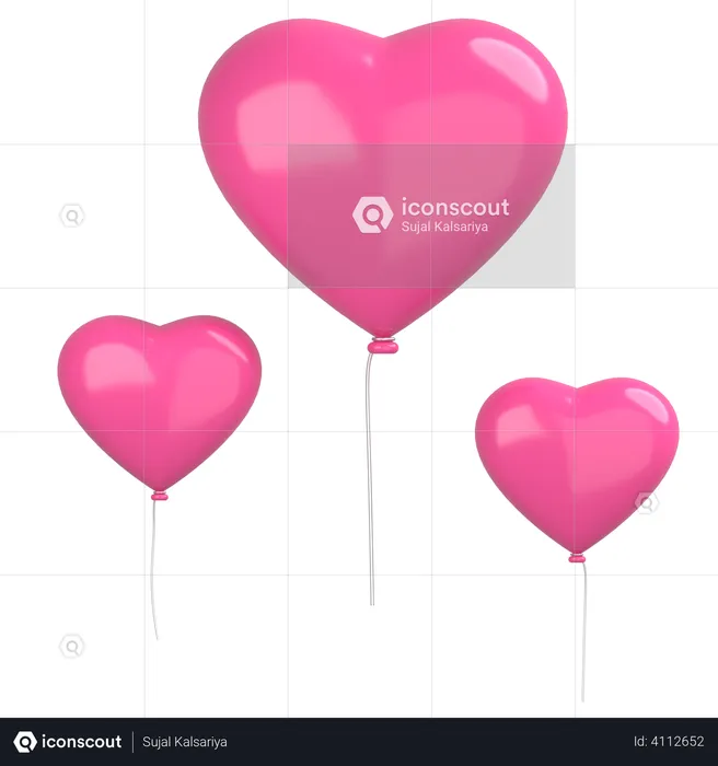 Heart Balloons  3D Illustration