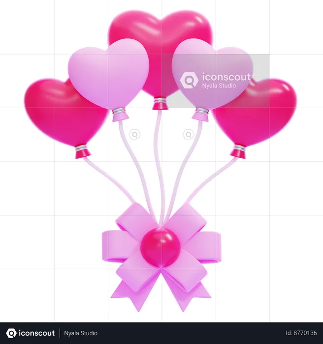 Heart Baloons  3D Icon