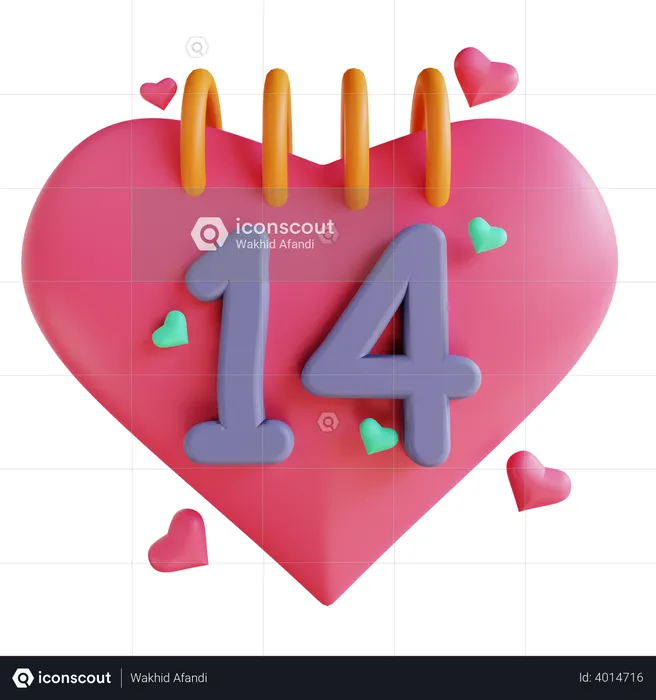 Heart calendar  3D Illustration