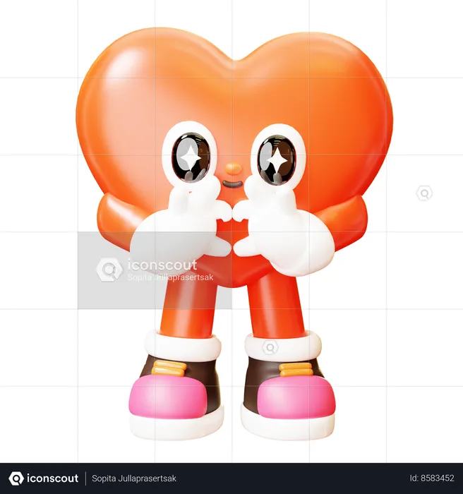 Heart Character Heart Shaped Finger Gesture  3D Illustration