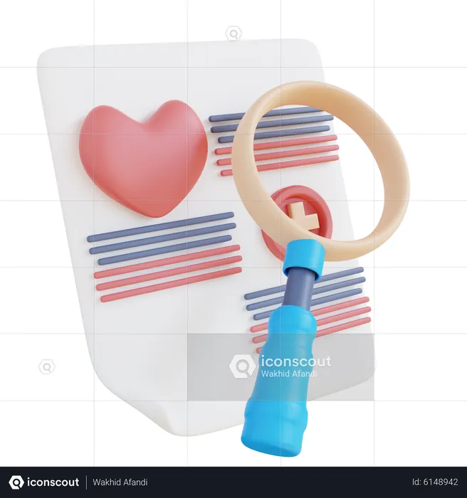 Heart Check Document  3D Icon