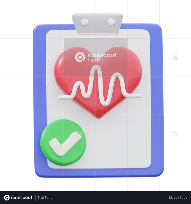 Heart Checkup Report  3D Icon