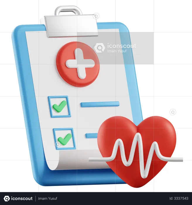 Heart Checkup Report  3D Illustration