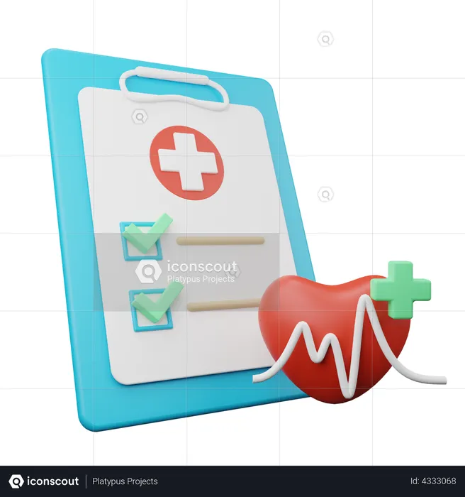 Heart Checkup Report  3D Illustration