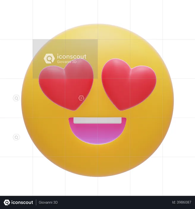 Heart Eyes Emoji 3D Icon