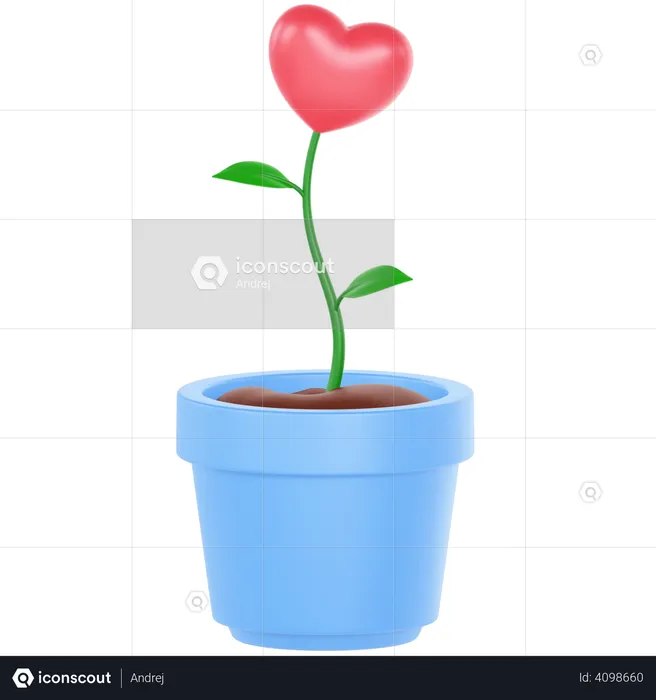 Heart Flower  3D Illustration