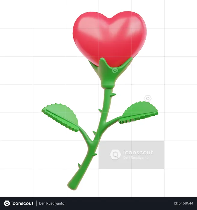 Heart Flower  3D Icon