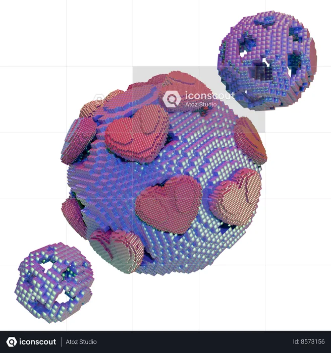 Heart Globe  3D Icon