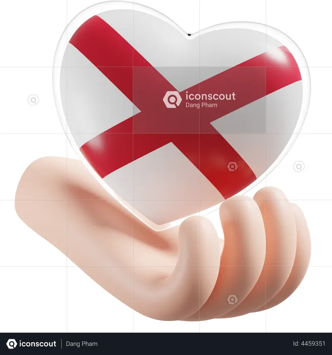 Heart Hand Care Flag Of Alabama Flag 3D Icon
