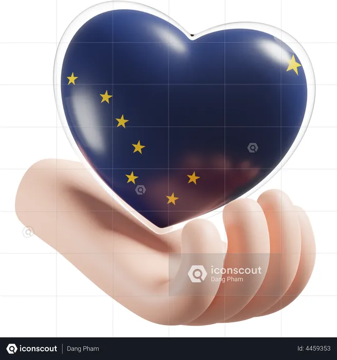Heart Hand Care Flag Of Alaska Flag 3D Icon
