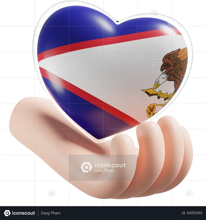 Heart Hand Care Flag Of American Samoa Flag 3D Icon