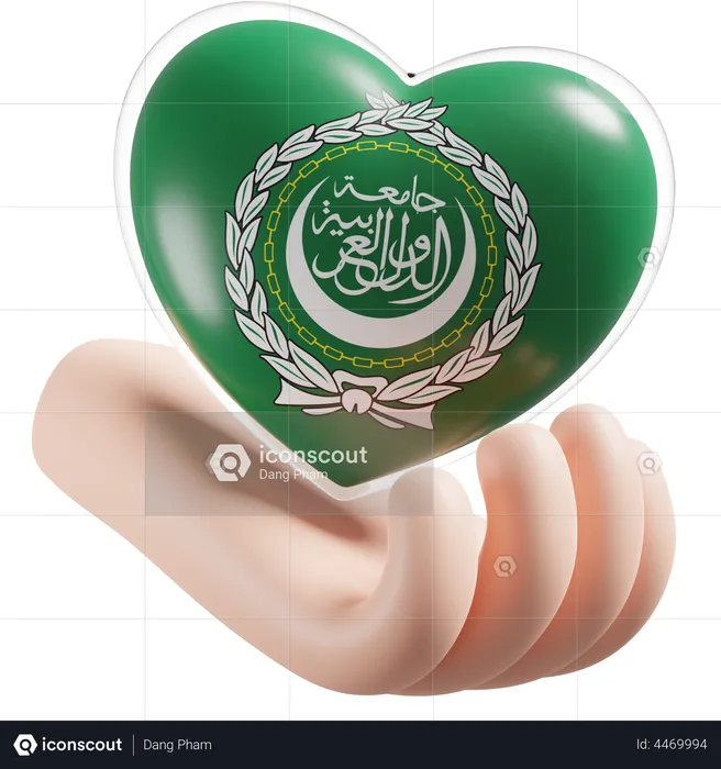 Heart Hand Care Flag Of Arab League Flag 3D Icon