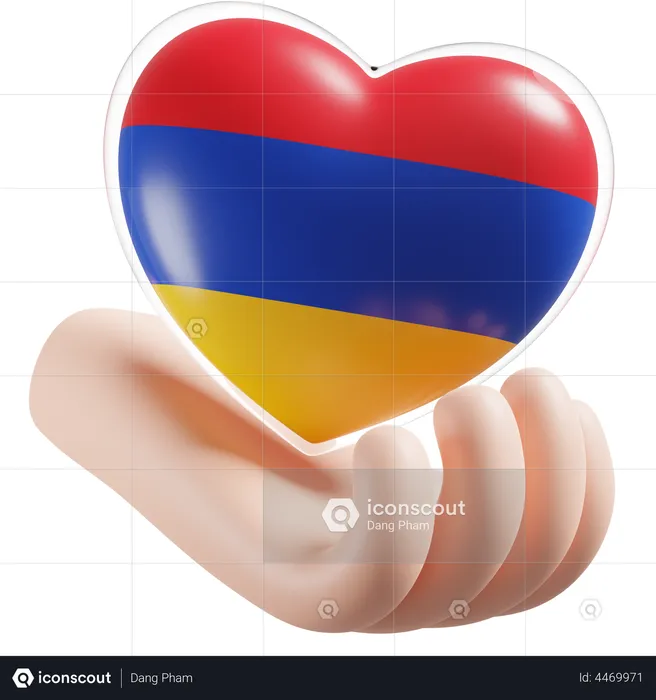 Heart Hand Care Flag Of Armenia Flag 3D Icon