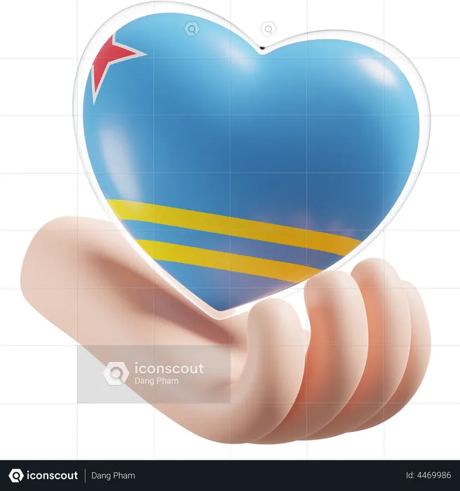 Heart Hand Care Flag Of Aruba Flag 3D Icon