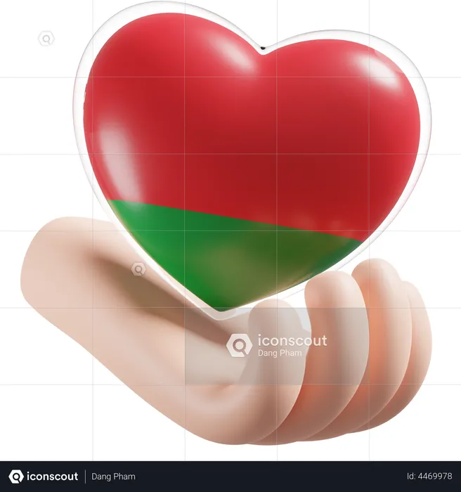 Heart Hand Care Flag Of Belarus Flag 3D Icon